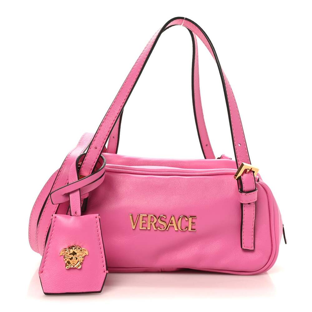 Versace Lambskin Tag Bowling Bag Pink #265575V65B